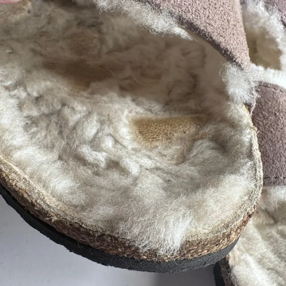 Birkenstock Arizona Shearling Suede Sandals Taupe Brown EU 42 US Men’s 9-9.5